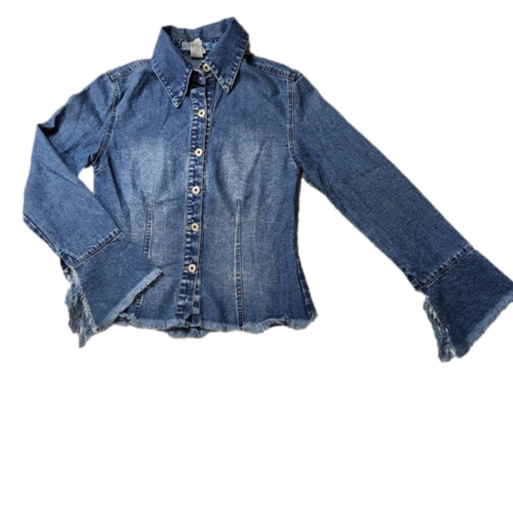 Shirt Jacket Denim Blue Vintage Collared fitted EVE BARE GI… - Picture 9 of 16